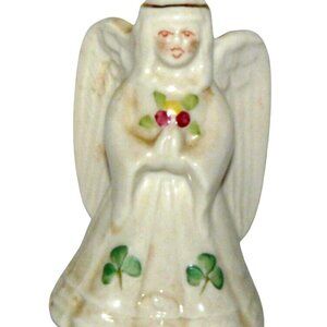 Belleek Irish Angel of Love Porcelain Ornament Shamrock & Floral Details Vintage